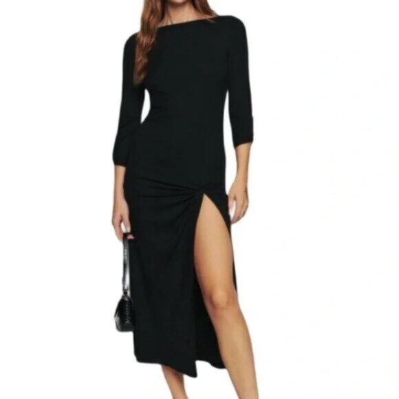 REFORMATION Belmont Knit Dress in Black Size Small - Picture 10 of 11